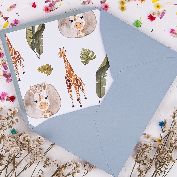Zaproszenia na Pierwsze urodziny dziecka w stylu boho - Little Giraffe